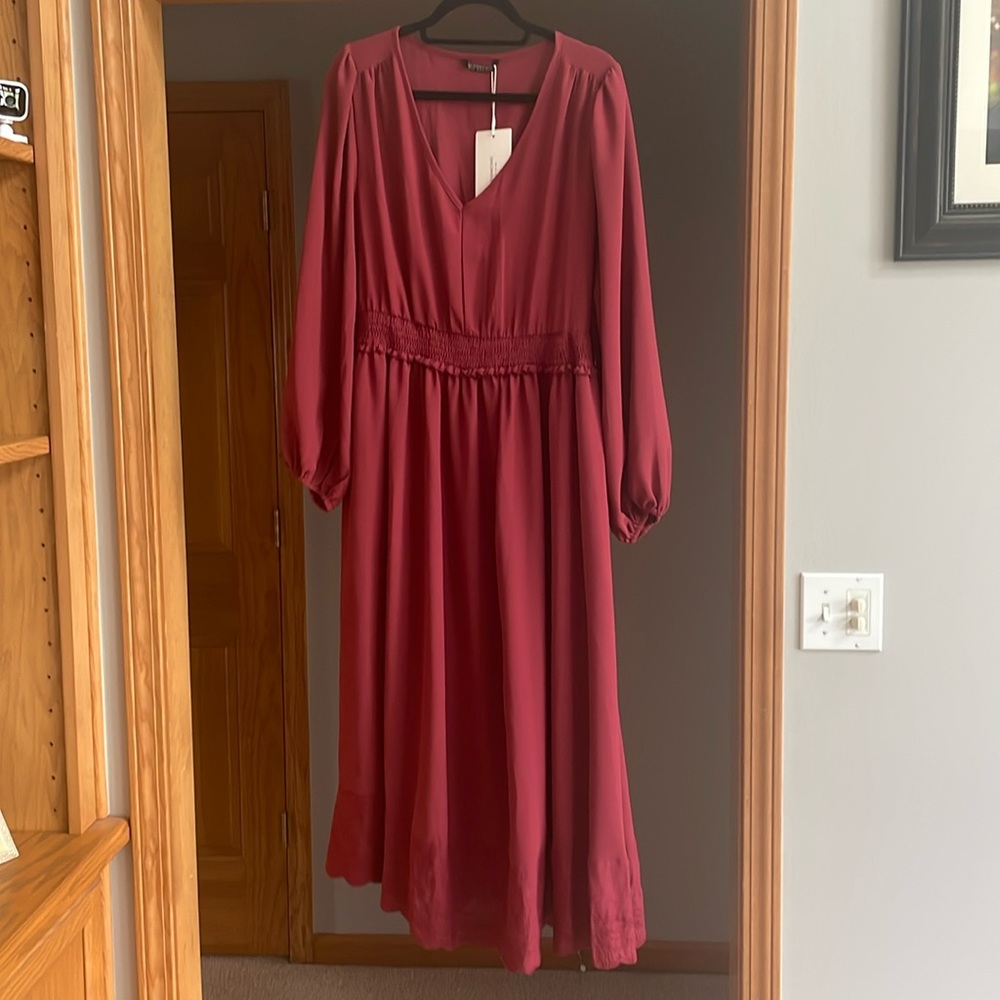 BloomChic Long Sleeve Burgundy Dress 16W NWT